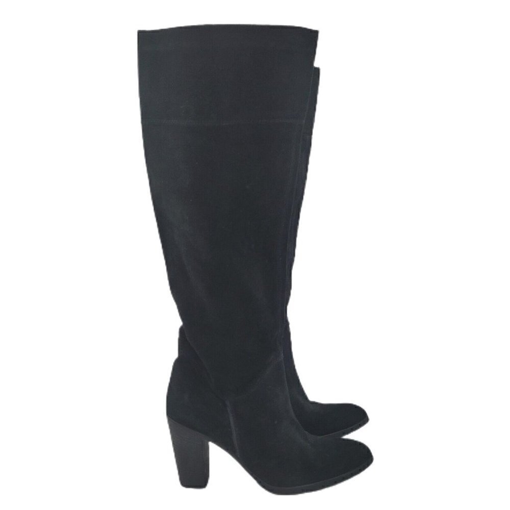 Sisley Black Suede Leather Knee-High Pull On Heeled Boots EU 39/ 8.5